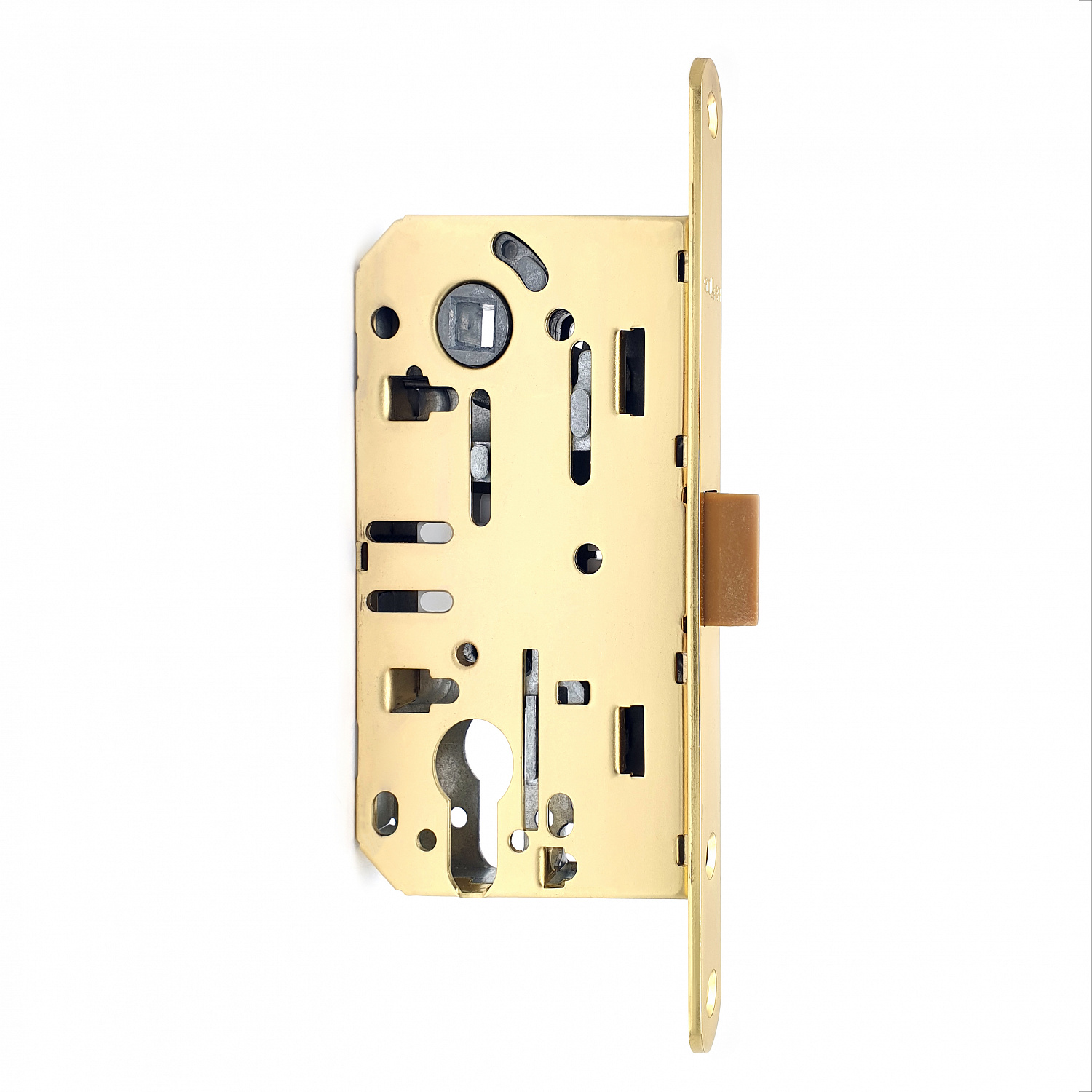 Замок врезной бесшумный для межкомнатных дверей SOLLER 600ЕТ-РВ золото под ключ (цилиндровый механизм)