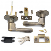 Ручка-защелка нажимная межкомнатная SOLLER R 891 ETАB бронза с ключом и фиксатором