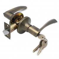 Ручка-защелка нажимная межкомнатная SOLLER R 860 ETАB бронза с ключом и фиксатором