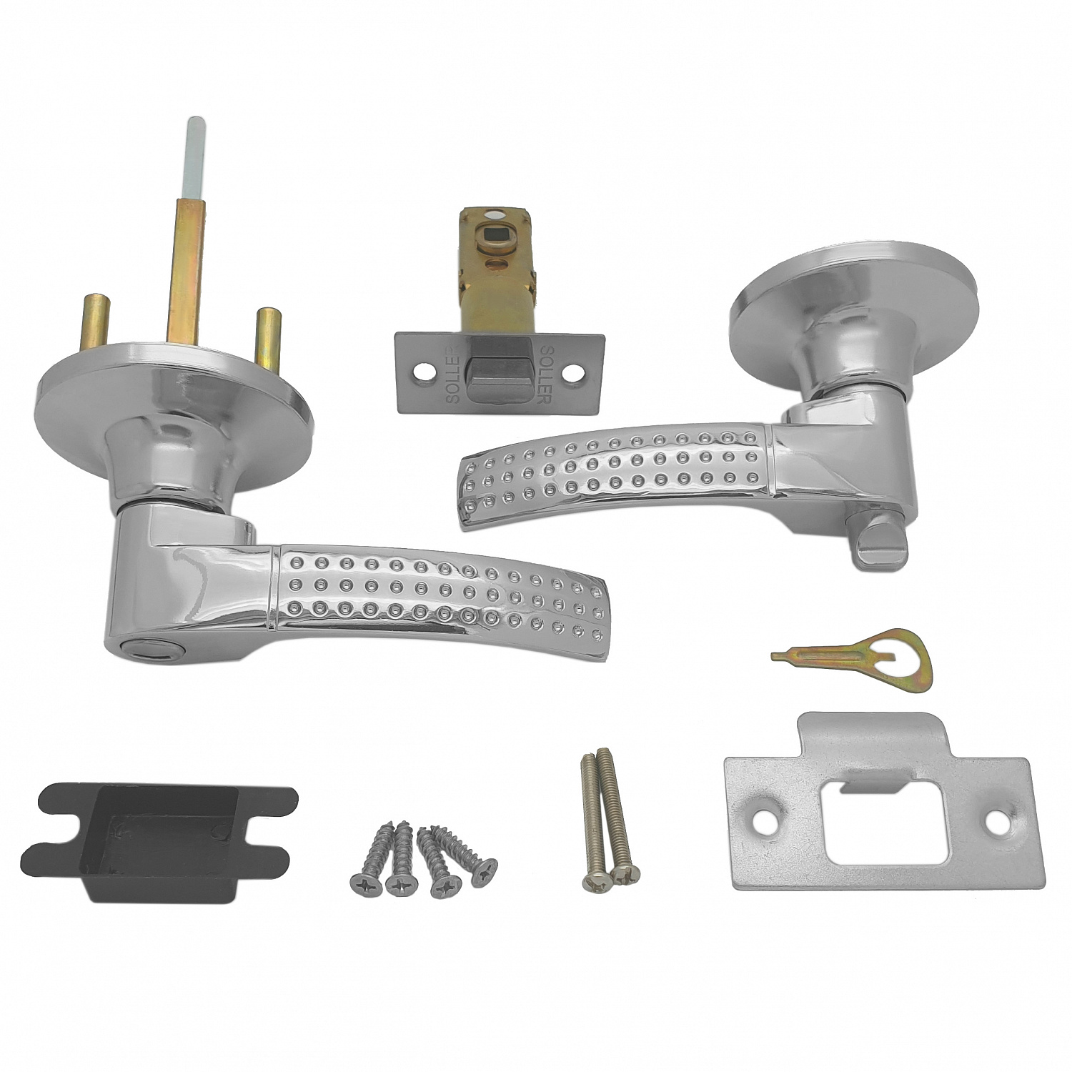 Ручка-защелка нажимная межкомнатная SOLLER R 3903 ВКСР хром без ключа с фиксатором