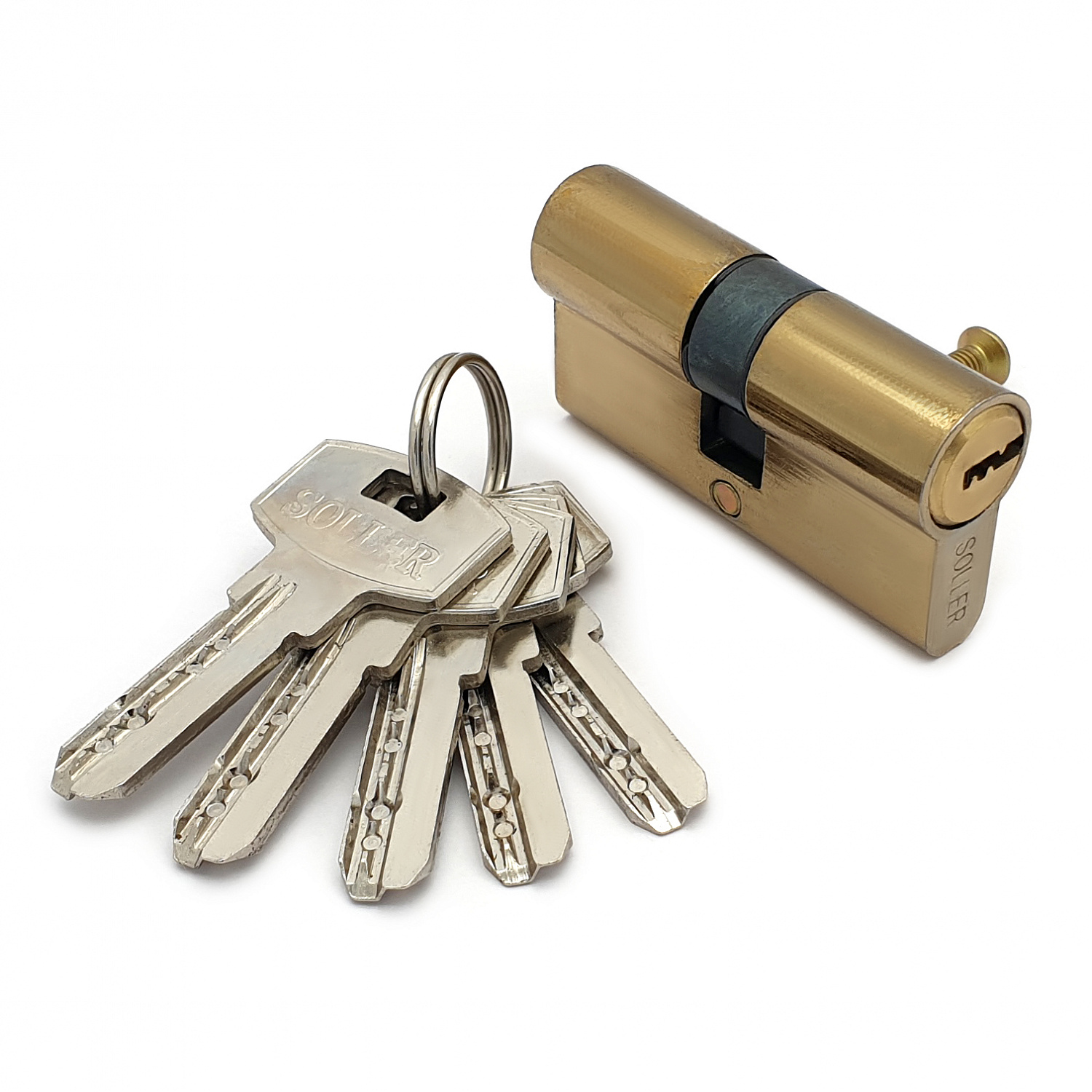Механизм цилиндровый SOLLER F5 золото 60мм, 5 ключей латунь/металл, профильный ключ (25+10+25) Cu.C