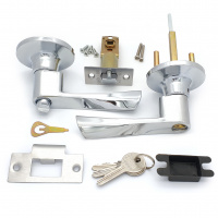 Ручка-защелка нажимная межкомнатная SOLLER R 860 ETCP хром с ключом и фиксатором 