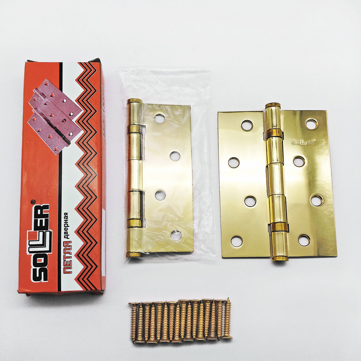 Петля дверная прямая 4" SOLLER золото (сталь 100*70*2)