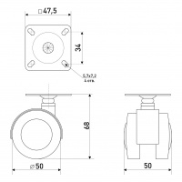 Опора колесная с металлической вставкой SOLLER 50 мм