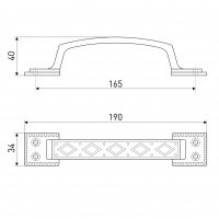 Ручка-скоба дверная РС-100-3 антик/белое золото (литьё, ЦАМ)
