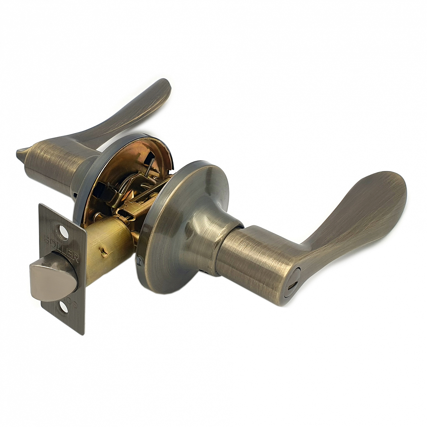 Ручка-защелка нажимная межкомнатная SOLLER R 891 ВКАB бронза без ключа с фиксатором