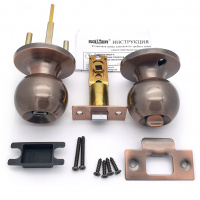 Ручка-защелка /кноб/ межкомнатная SOLLER ЗШ-03 ВКAC медь без ключа с фиксатором