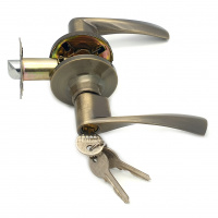 Ручка-защелка нажимная межкомнатная SOLLER R 860 ETАB бронза с ключом и фиксатором