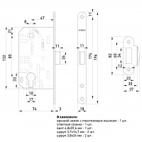Замок врезной бесшумный для межкомнатных дверей SOLLER 600ЕТ-AB бронза под ключ (цилиндровый механизм)