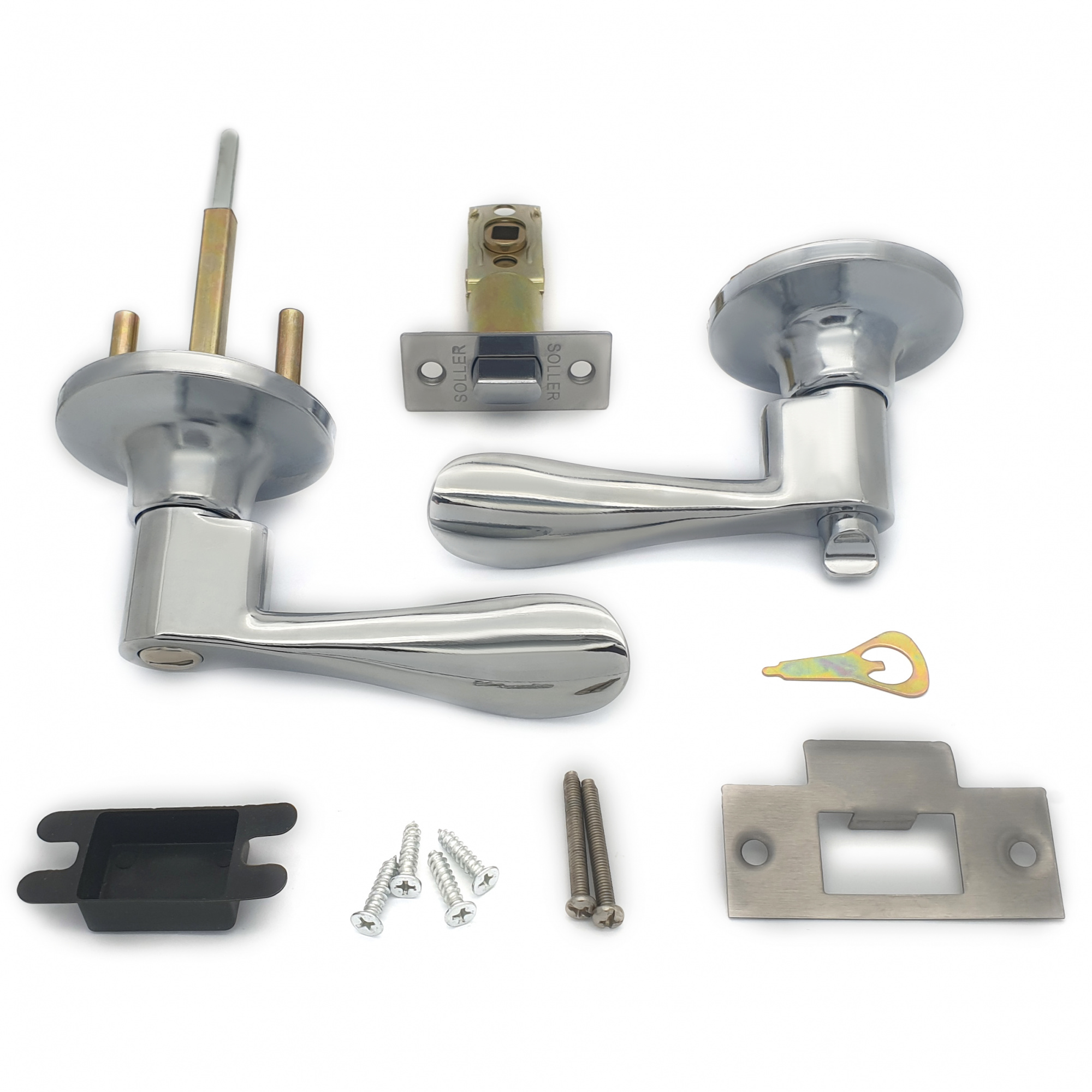 Ручка-защелка нажимная межкомнатная SOLLER R 891 ВКСР хром без ключа с фиксатором