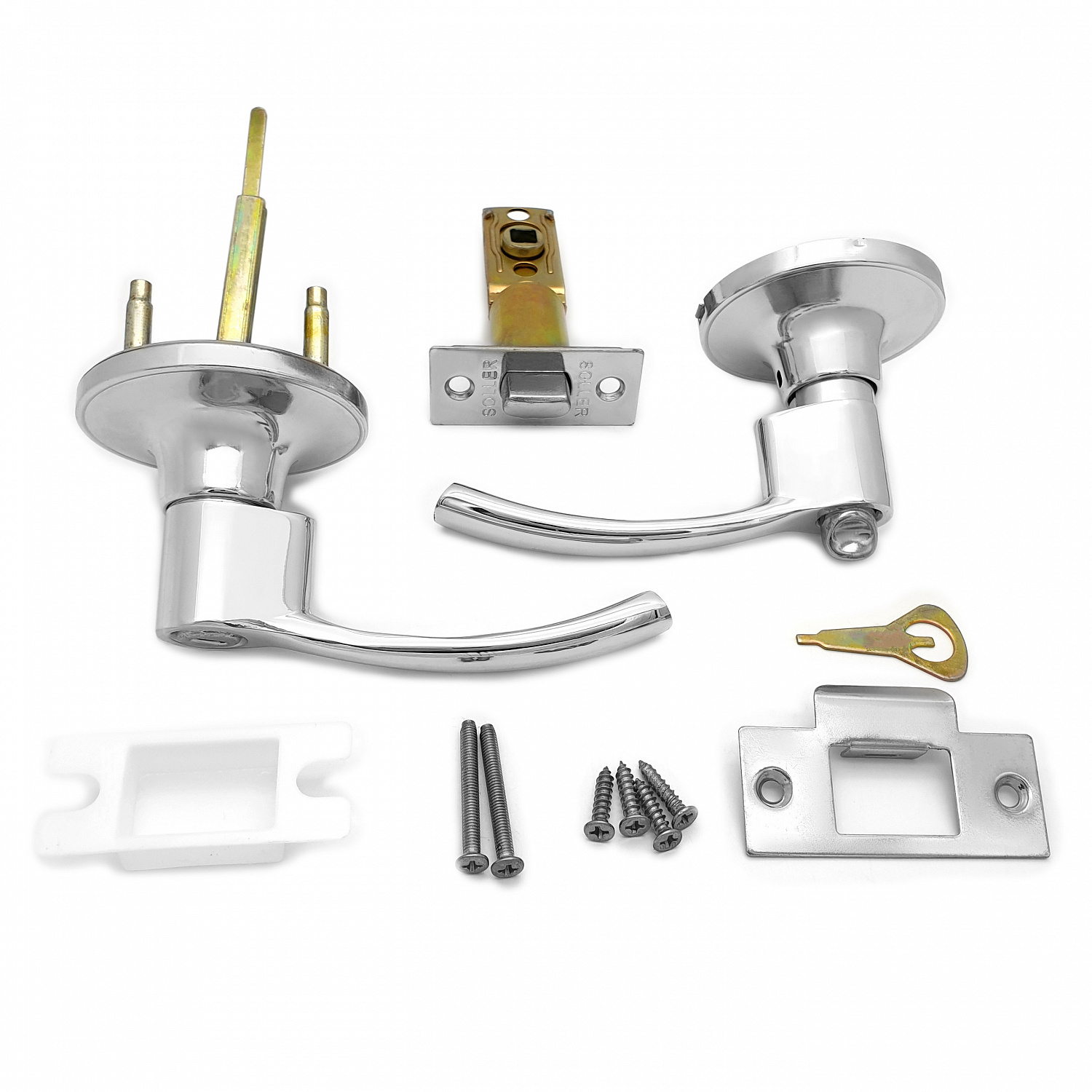 Ручка-защелка нажимная межкомнатная SOLLER R 3905 ВКСР хром без ключа с фиксатором