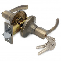 Ручка-защелка нажимная межкомнатная SOLLER R 3905 ETАB бронза с ключом и фиксатором