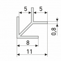 Планка для панелей "Союз" 4 мм 600 мм угловая универсальная (внутренний 90°) елочка матовый хром