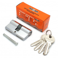 Механизм цилиндровый SOLLER F5 хром 60мм, 5 ключей (25+10+25) Zn.S