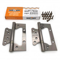 Петля дверная накладная 4" SOLLER  кофе глянец (сталь 100*75*2) бабочка без врезки 