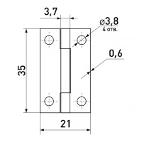 Петля карточная SOLLER 36*23 мм латунь