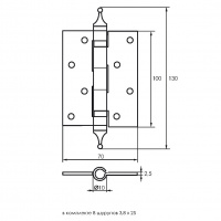 Петля дверная фигурная 4" SOLLER хром (сталь 100*70*2)