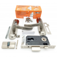 Замок врезной с ручками на планке SOLLER 61/106SN никель ключ-ключ