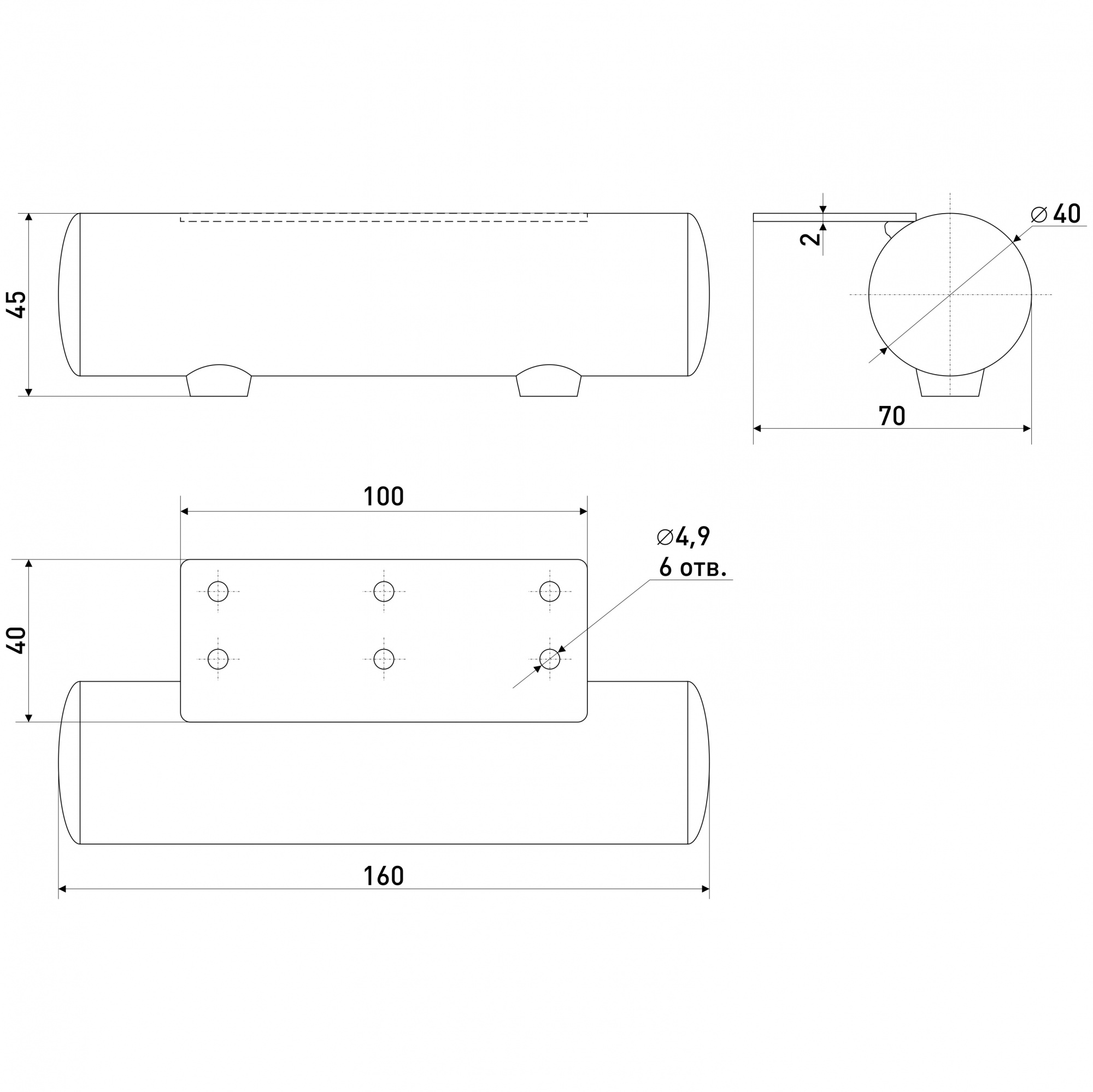Опора для мягкой мебельная SOLLER h-43 мм цилиндр 40*43*160 мм хром