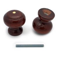 Ручка-кнопка деревянная классика, лак темная с малым глазком