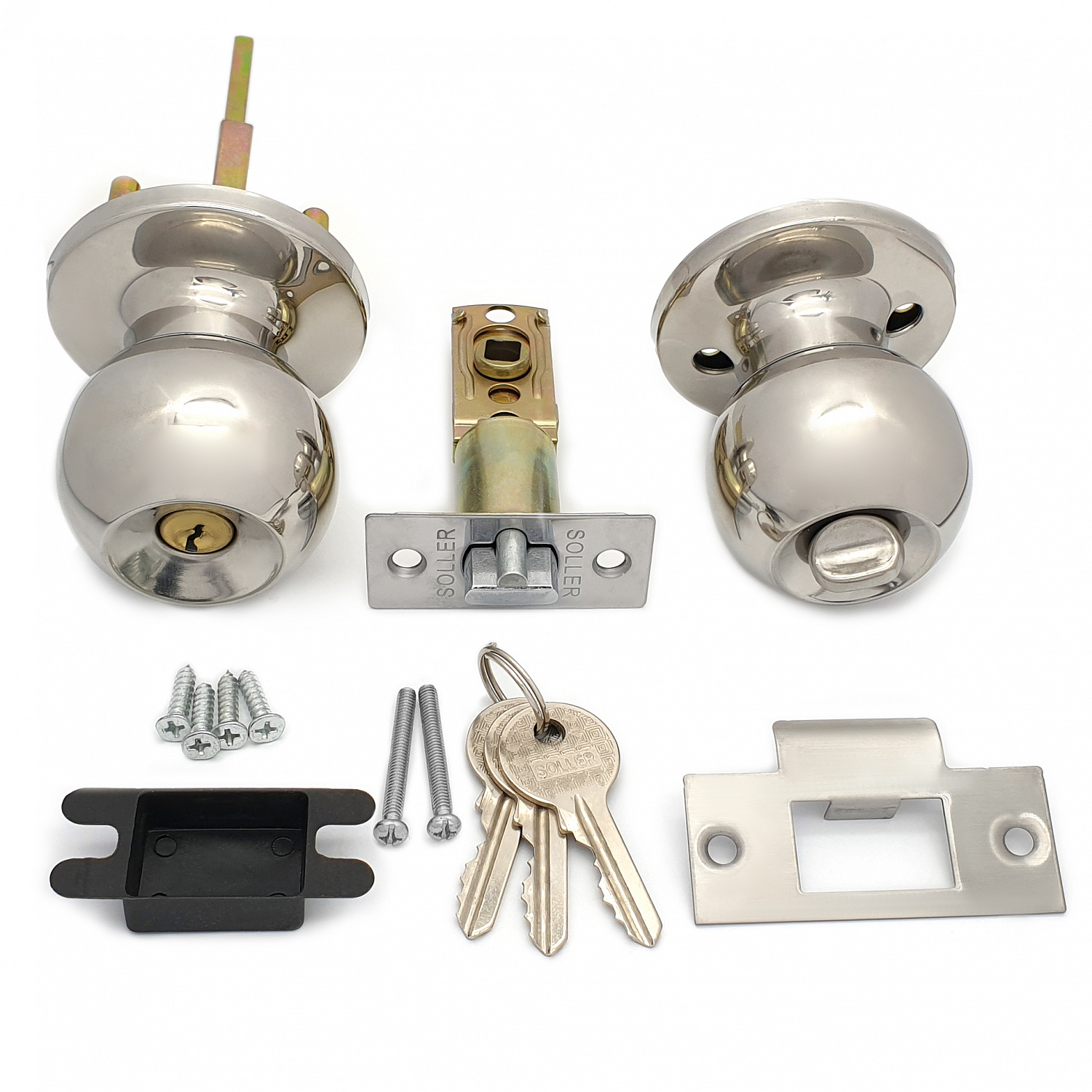 Ручка-защелка /кноб/ межкомнатная SOLLER ЗШ-01 ETCP хром с ключом и фиксатором