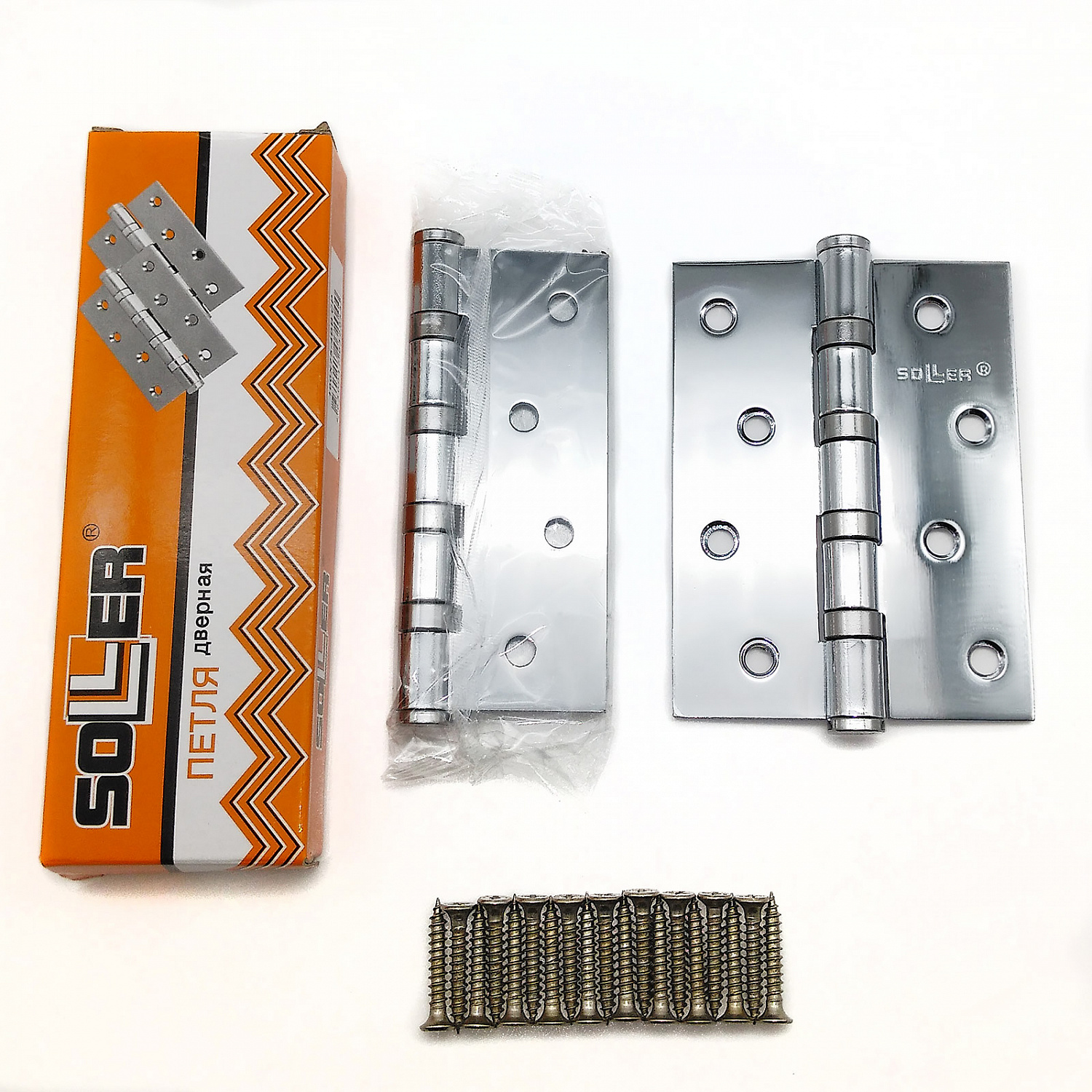 Петля дверная прямая 4" SOLLER хром (сталь 100*70*2,5)