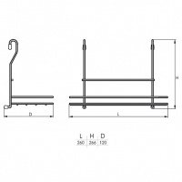 Полка одинарная для рейлинга d-16 мм SOLLER KS-2018 260*131*260 мм
