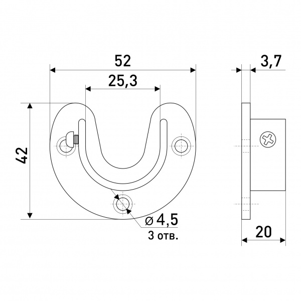 Штангодержатель открытый SOLLER R11D хром d-25 мм