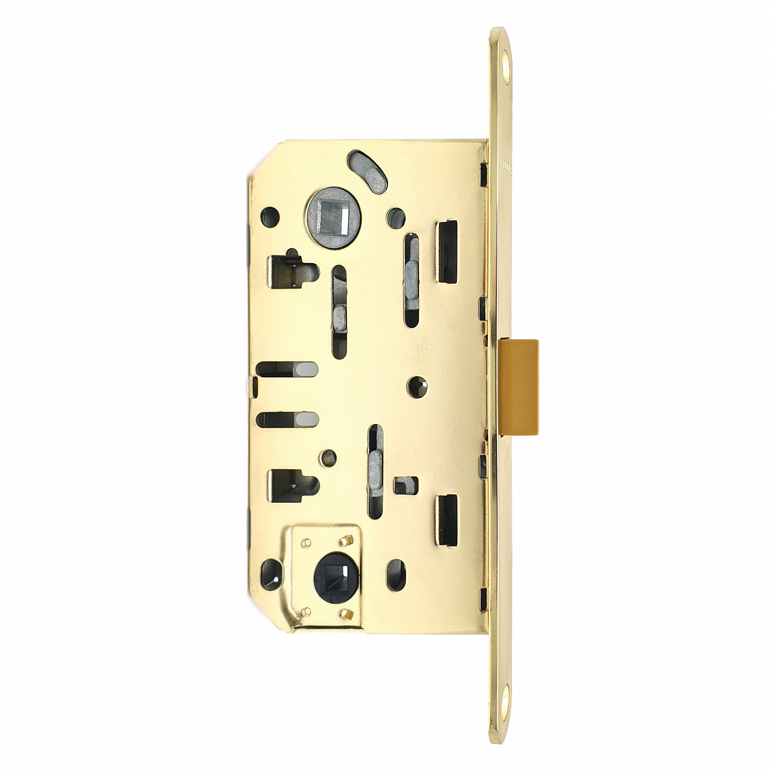 Замок врезной бесшумный для межкомнатных дверей SOLLER 600WC-РВ золото без ключа под фиксатор или завертку