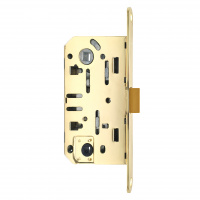 Замок врезной бесшумный для межкомнатных дверей SOLLER 600WC-РВ золото без ключа под фиксатор или завертку