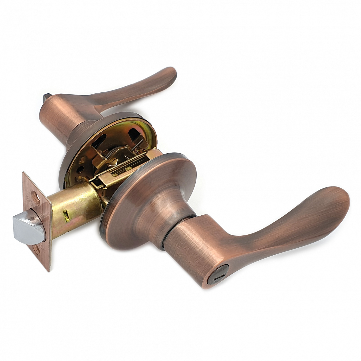 Ручка-защелка нажимная  межкомнатная SOLLER R 891 ВКАС медь без ключа с фиксатором