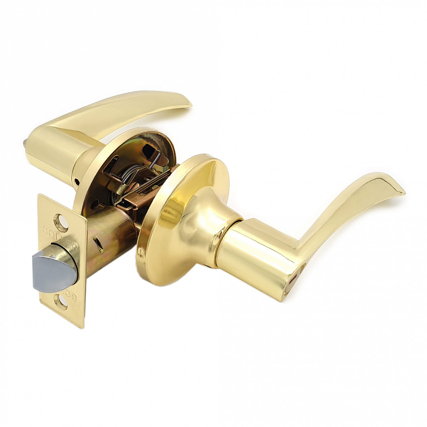 Ручка-защелка нажимная межкомнатная SOLLER R 860 ВКРВ золото без ключа с фиксатором