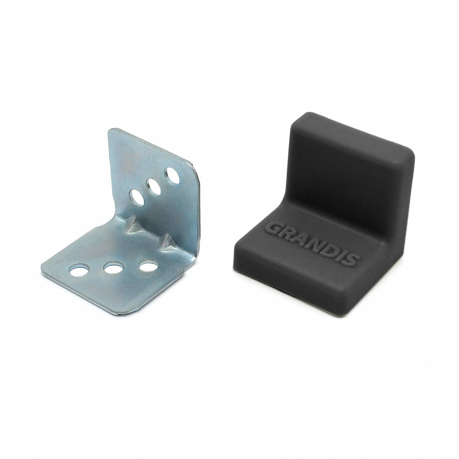 Уголок мебельный 25*25 мм основа металл + декор пластик графит