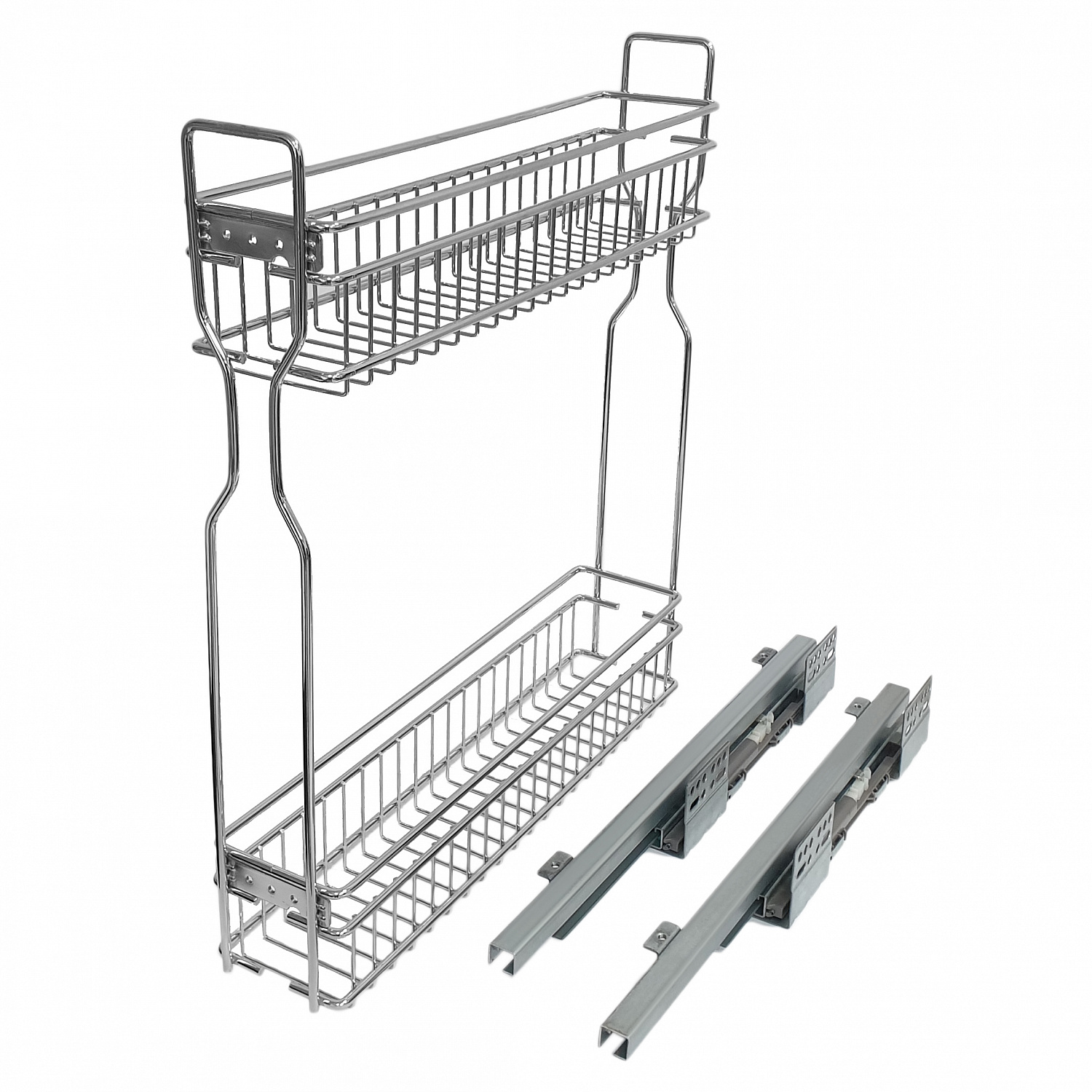 Бутылочница 2-х уровневая левая SOLLER ЛВ-150 мм 450*95*500 мм направляющие скрытого типа с доводчиком