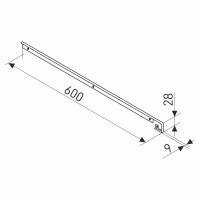 Планка для столешниц "Скиф" 28 мм 600 мм щелевая матовый хром