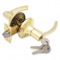 Ручка-защелка нажимная межкомнатная SOLLER R 3905 ETPB золото с ключом и фиксатором