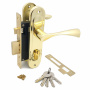 Замок врезной с ручками на планке SOLLER 61/76PB золото ключ-ключ