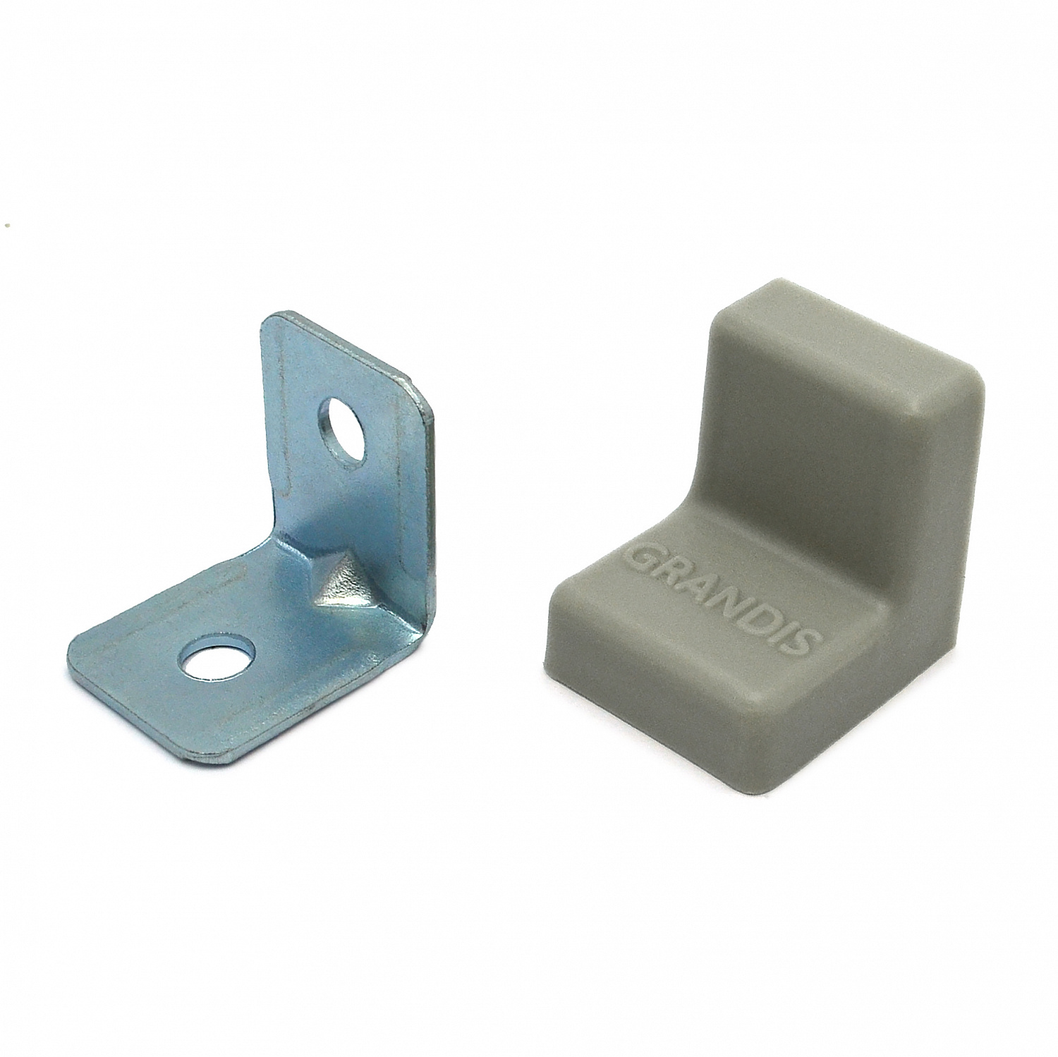 Уголок мебельный 20*20 мм основа металл + декор пластик серый