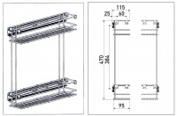 Бутылочница 2-х уровневая SOLLER 150 мм 444*100*470 мм с полным выдвижением