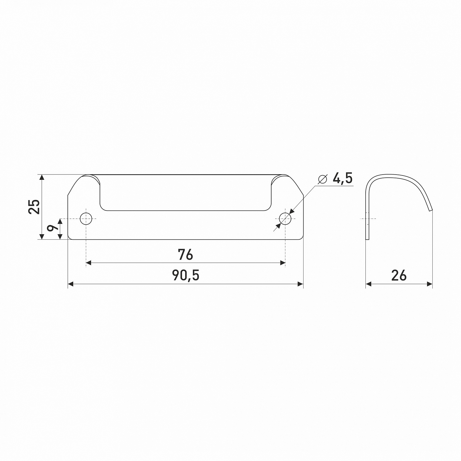 Ручка-ракушка балконная (внешняя) металл