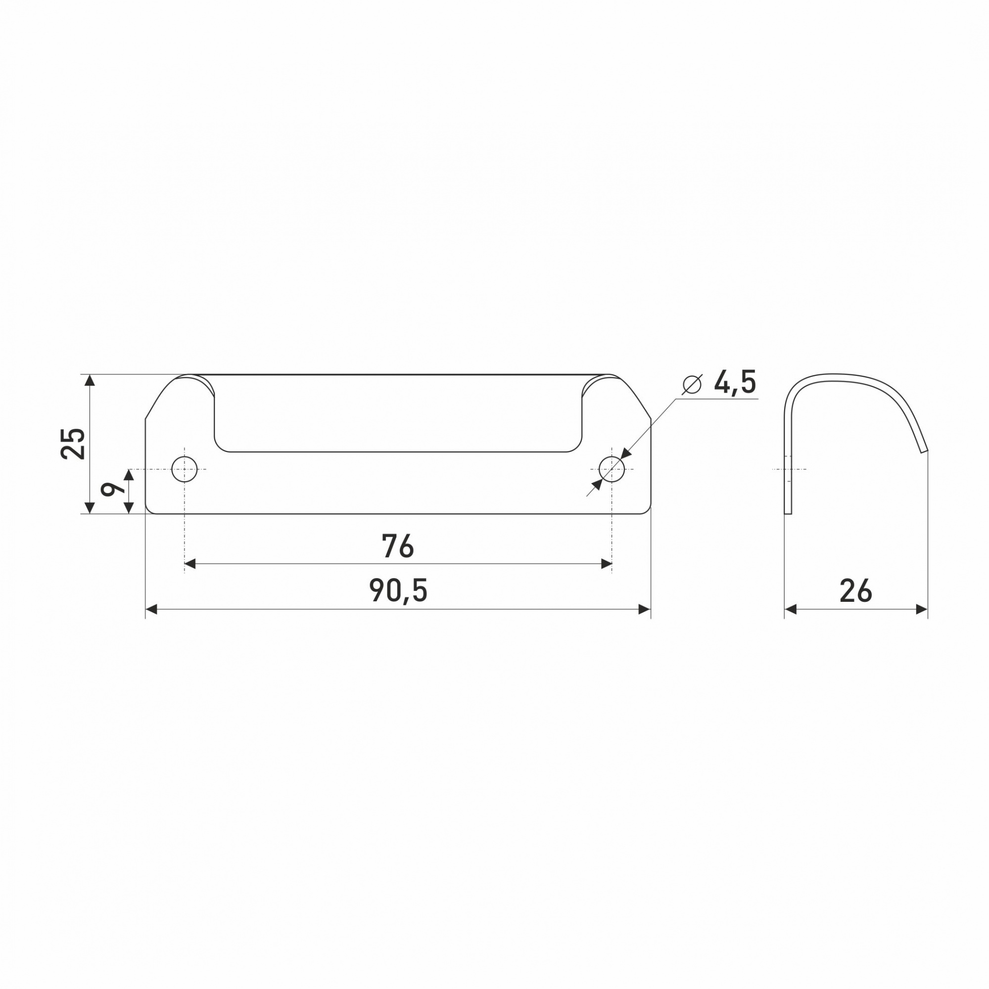 Ручка-ракушка балконная (внешняя) металл