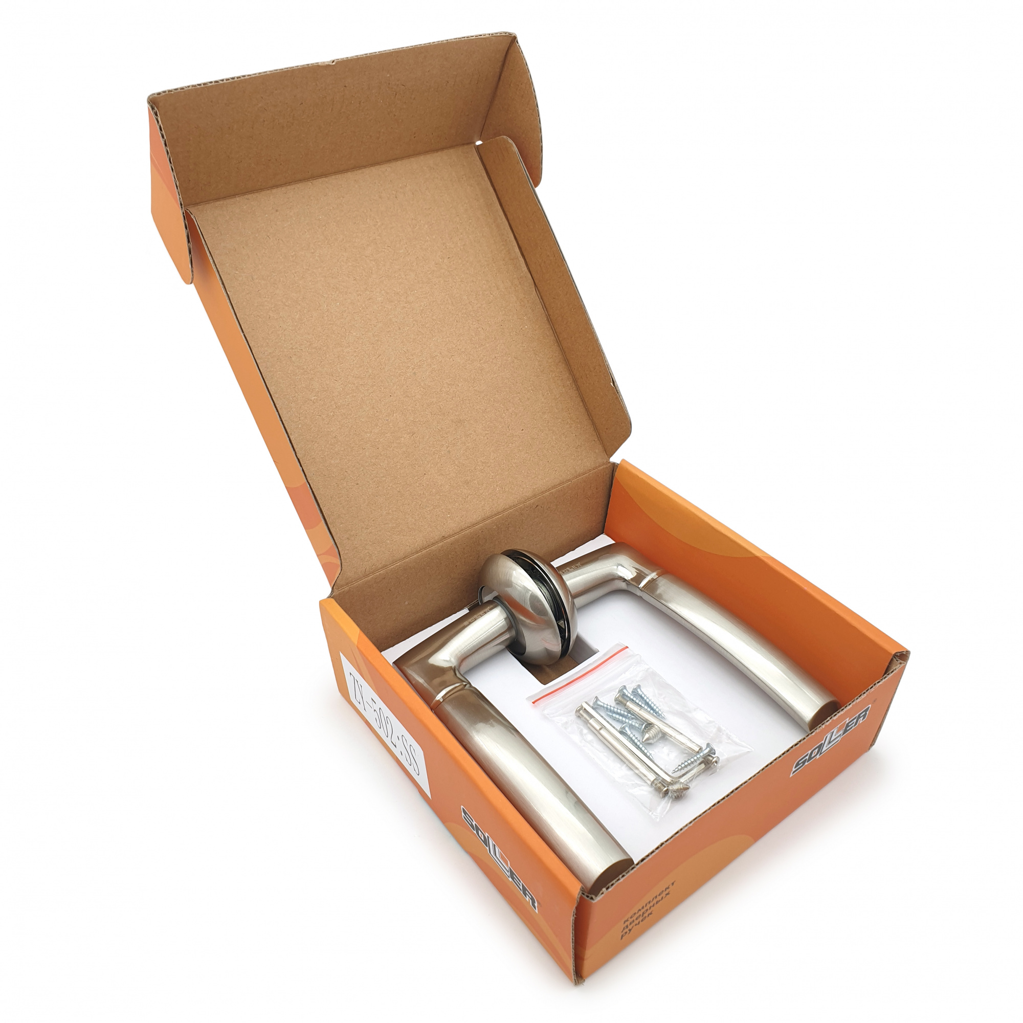 Комплект дверных ручек SOLLER ZY-502 SS матовый никель