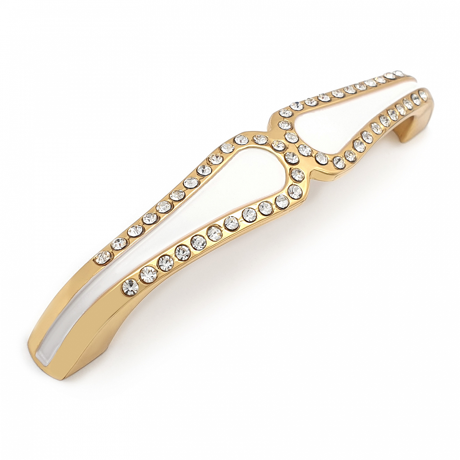 Ручка мебельная SOLLER 690-96 белая/золото со стразами