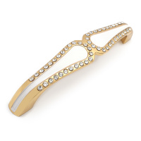 Ручка мебельная SOLLER 690-96 белая/золото со стразами