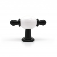 Ручка-кнопка мебельная с белой керамической вставкой SOLLER 1262 черная