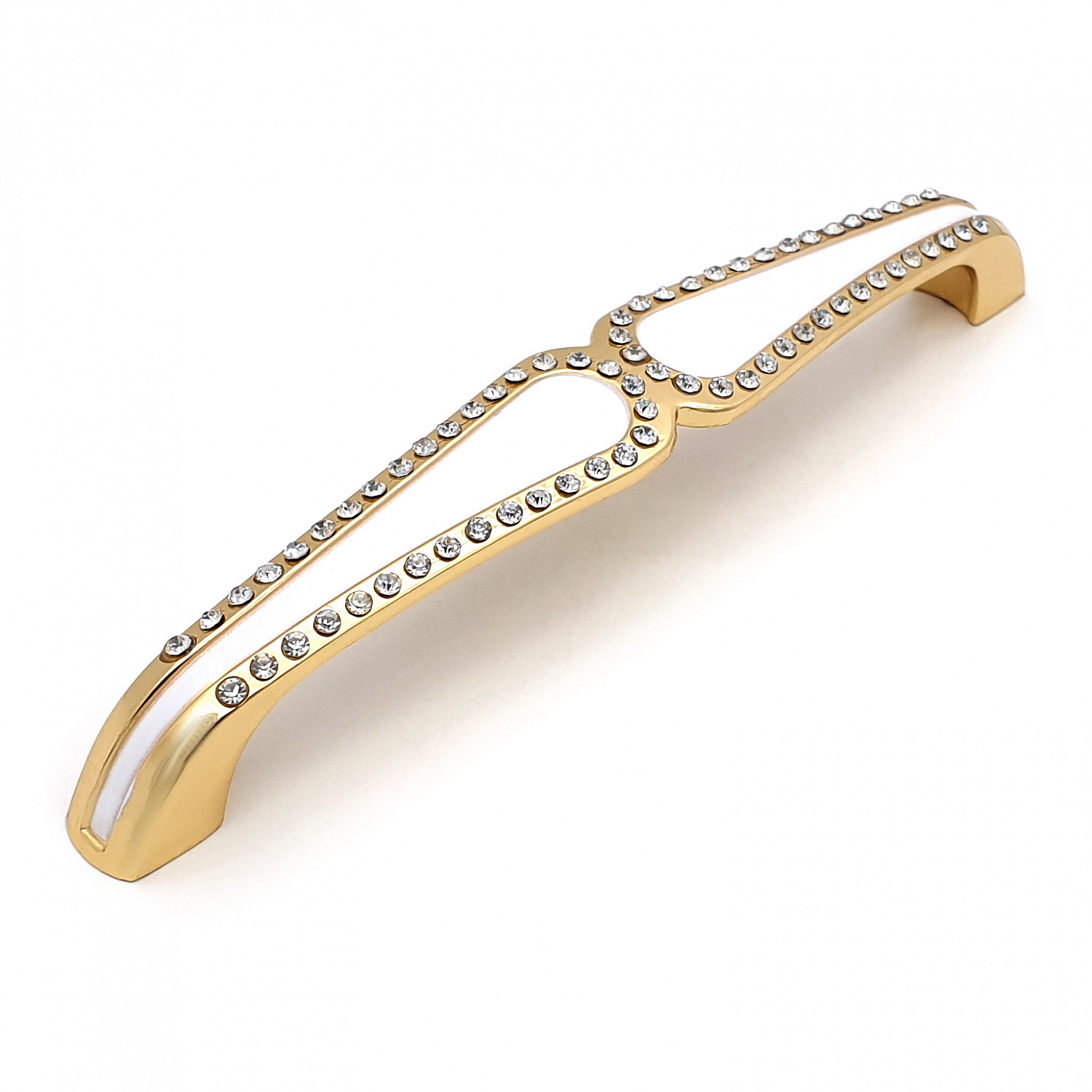 Ручка мебельная SOLLER 690-128 белая/золото со стразами