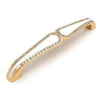 Ручка мебельная SOLLER 690-128 белая/золото со стразами