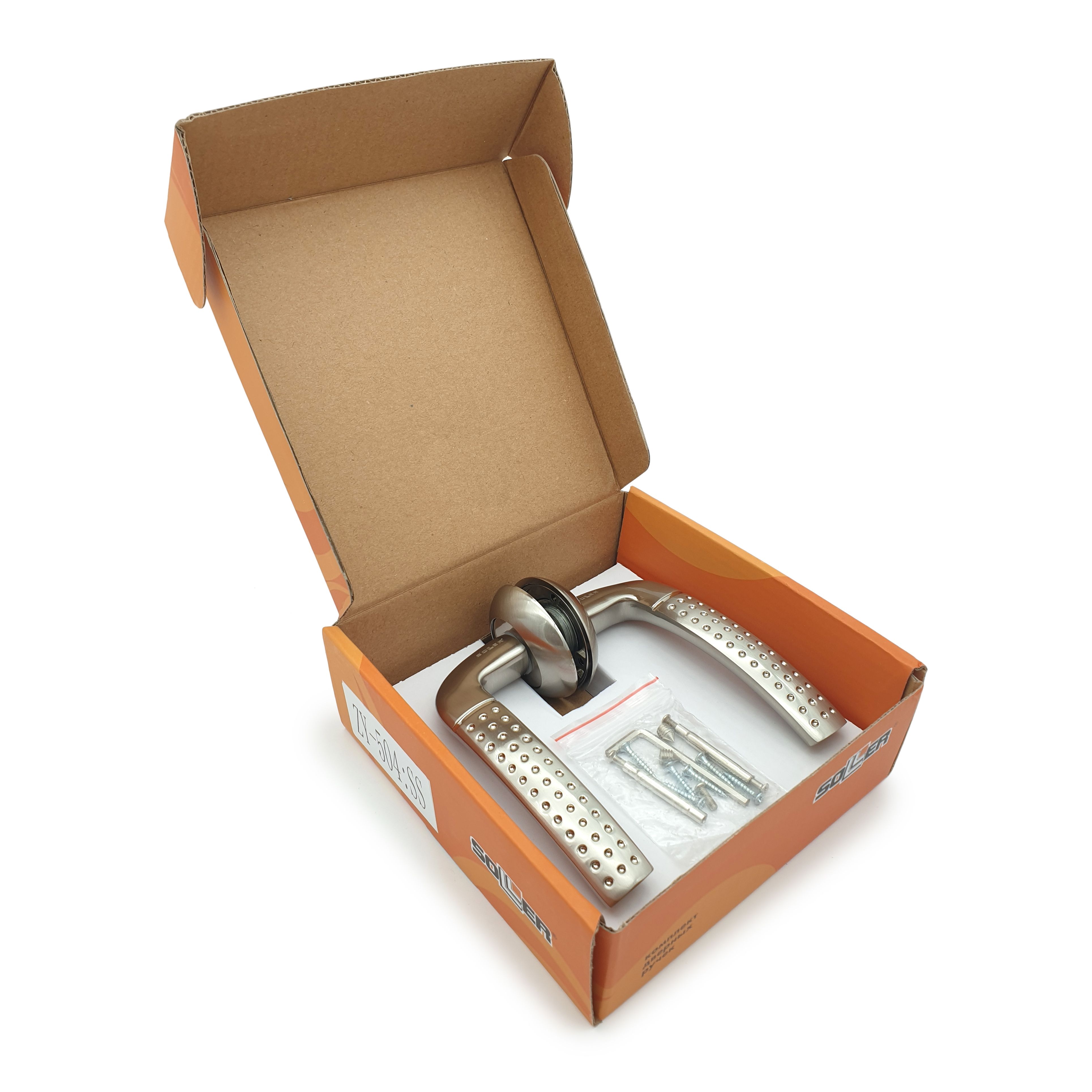 Комплект дверных ручек SOLLER ZY-504 SS матовый никель