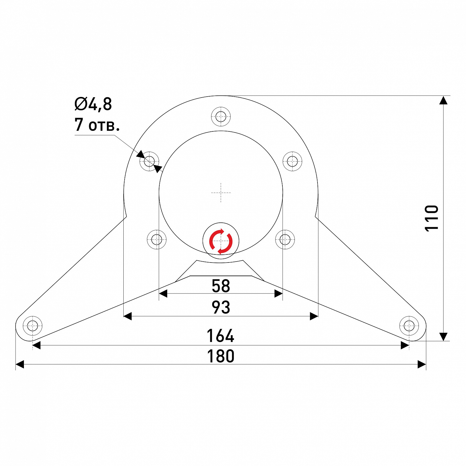 Верхнее распорное крепление "усы" для опоры  d-60, черный  пластик