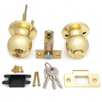 Ручка-защелка /кноб/ межкомнатная SOLLER ЗШ-01 ETPB золото с ключом и фиксатором